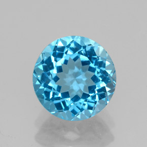 Topazio naturale blu da 2,46 ct, taglio rotondo, VVS