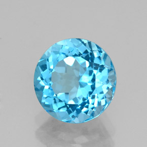 Topazio naturale blu da 2,46 ct, taglio rotondo, VVS