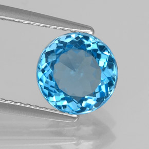 Topazio naturale blu da 2,07 ct, taglio rotondo, VS
