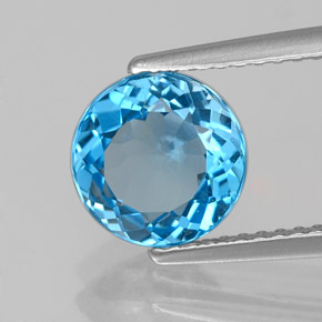 Topazio naturale blu da 2,07 ct, taglio rotondo, VS