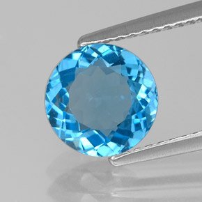 Topazio naturale blu da 2,14 ct, taglio rotondo, VVS-VS
