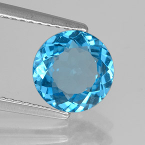 Topazio naturale blu da 2,14 ct, taglio rotondo, VVS-VS