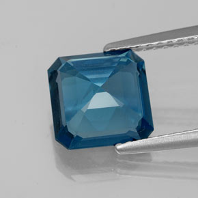 Topazio naturale blu da 2,63 ct, taglio smeraldo, VVS-VS