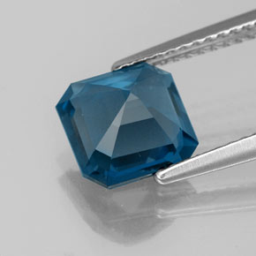 Topazio naturale blu da 2,41 ct, taglio smeraldo, VVS