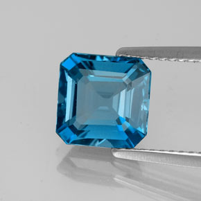 Topazio naturale blu da 2,67 ct, taglio smeraldo, VS