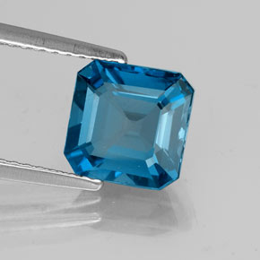 Topazio naturale blu da 2,67 ct, taglio smeraldo, VS