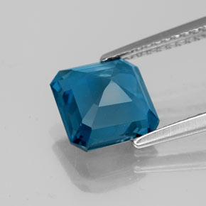 Topazio naturale blu da 2,67 ct, taglio smeraldo, VS