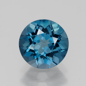 Topazio naturale blu da 1,70 ct, taglio rotondo, VVS