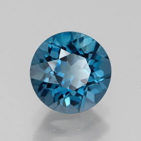 Topazio naturale blu da 1,70 ct, taglio rotondo, VVS