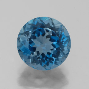 Topazio naturale blu da 2,63 ct, taglio rotondo, VVS