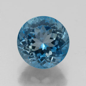 Topazio naturale blu da 2,85 ct, taglio rotondo, VVS-VS