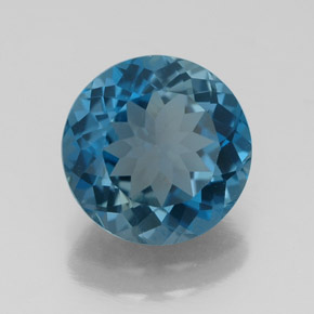 Topazio naturale blu da 3,15 ct, taglio rotondo, VVS