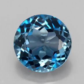 Topazio naturale blu da 3,38 ct, taglio rotondo, VVS-VS