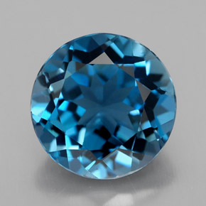 Topazio naturale blu da 3,44 ct, taglio rotondo, VS