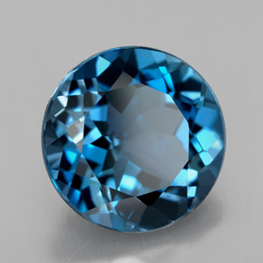 Topazio naturale blu da 3,44 ct, taglio rotondo, VS