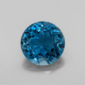 Topazio naturale blu da 3,34 ct, taglio rotondo, VS-SI