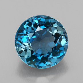 Topazio naturale blu da 3,26 ct, taglio rotondo, VVS