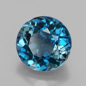 Topazio naturale blu da 3,26 ct, taglio rotondo, VVS