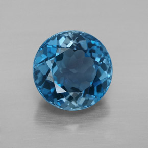 Topazio naturale blu da 3,49 ct, taglio rotondo, VVS