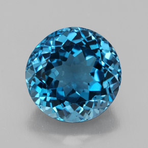 Topazio naturale blu da 3,32 ct, taglio rotondo, VVS