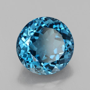 Topazio naturale blu da 3,32 ct, taglio rotondo, VVS