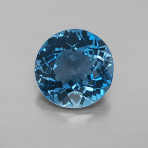 Topazio naturale blu da 3,20 ct, taglio rotondo, VVS-VS