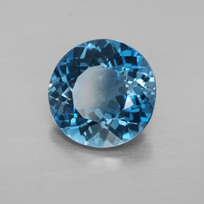 Topazio naturale blu da 3,20 ct, taglio rotondo, VVS-VS