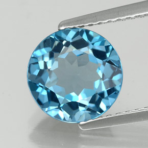Topazio naturale blu da 2,58 ct, taglio rotondo, VVS