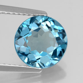 Topazio naturale blu da 2,58 ct, taglio rotondo, VVS