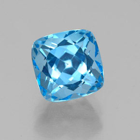 Topazio naturale blu da 2,67 ct, taglio a cuscino, VVS