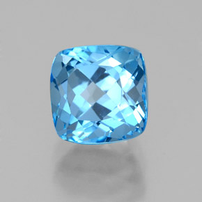 Topazio naturale blu da 2,67 ct, taglio a cuscino, VVS