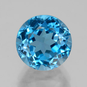 Topazio naturale blu da 4,14 ct, taglio rotondo, VVS