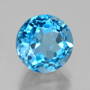 Topazio naturale blu da 4,14 ct, taglio rotondo, VVS