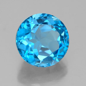 Topazio naturale blu da 3,90 ct, taglio rotondo, VVS