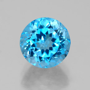 Topazio naturale blu da 2,92 ct, taglio rotondo, VS