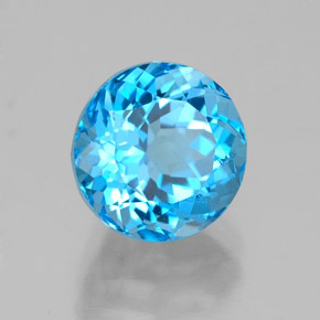 Topazio naturale blu da 2,92 ct, taglio rotondo, VS