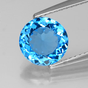 Topazio naturale blu da 2,16 ct, taglio rotondo, VVS-VS