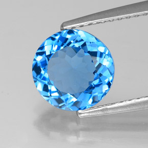 Topazio naturale blu da 2,16 ct, taglio rotondo, VVS-VS