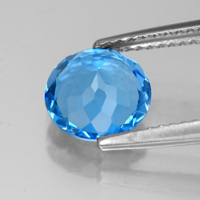 Topazio naturale blu da 2,16 ct, taglio rotondo, VVS-VS
