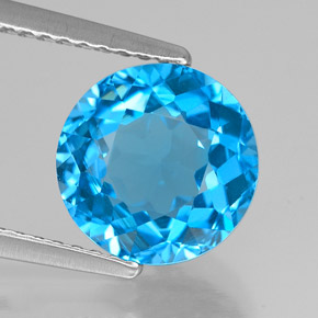 Topazio naturale blu da 3,14 ct, taglio rotondo, VVS