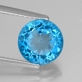Topazio naturale blu da 2,22 ct, taglio rotondo, VVS-VS