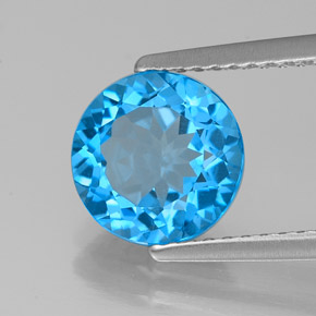 Topazio naturale blu da 2,22 ct, taglio rotondo, VVS-VS