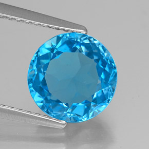 Topazio naturale blu da 2,90 ct, taglio rotondo, VVS