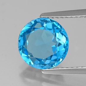 Topazio naturale blu da 2,90 ct, taglio rotondo, VVS