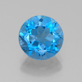 Topazio naturale blu da 2,28 ct, taglio rotondo, VVS