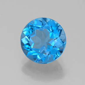 Topazio naturale blu da 2,28 ct, taglio rotondo, VVS