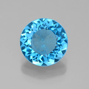 Topazio naturale blu da 2,07 ct, taglio rotondo, VS-SI