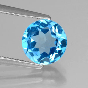 Topazio naturale blu da 1,57 ct, taglio rotondo, VS