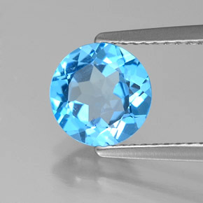 Topazio naturale blu da 1,57 ct, taglio rotondo, VS