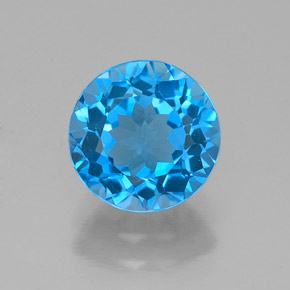 Topazio naturale blu da 2,14 ct, taglio rotondo, VVS